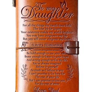 To my daughter Brown Leather Journal with Engraved Message